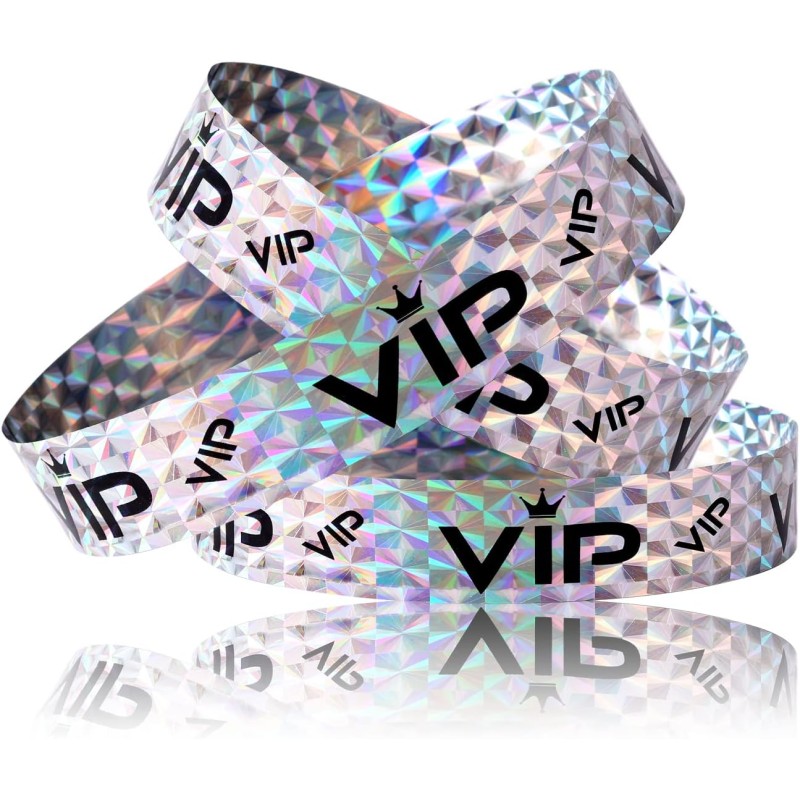 Pulseiras VIP com prata holográfica para gestão de público - 500un